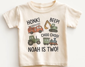 Personalized Honk Beep Choo Choo Kids Shirt - Custom Vehicle 2nd Birthday Toddler Tee