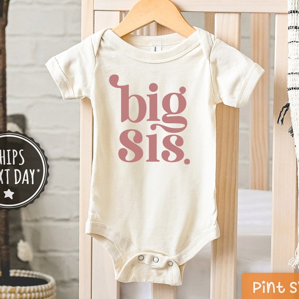 Big Sis Baby Onesie® - Cute Retro Big Sister Natural Onesie®  - Vintage Pink Big Sister Onesie®