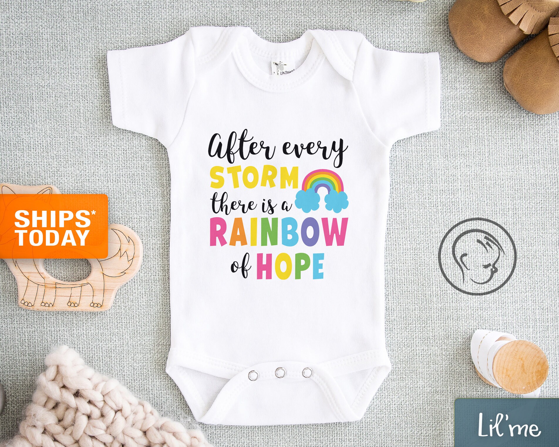 After Every Storm There is a Rainbow of Hope Onesie® - Cute Rainbow o…