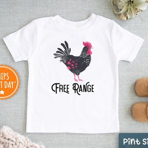 Free Range Kids Shirt - Cute Rooster Baseball Tee - Hipster Farm Animal Toddler Shirt
