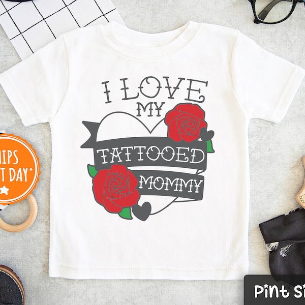 Tattooed Mommy Kids Shirt - Inked Mommy Toddler Tee - Edgy I Love My Mom Baseball Tee- Mothers Day Gift