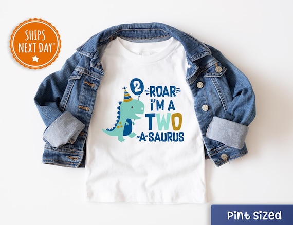 Roar I'm a Two-A-Saurus Birthday Boy Toddler Shirt - 2nd Birthday Dinosaur Kids Shirt - Second Birthday Gift