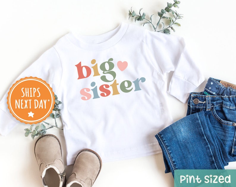 Big Sister Toddler Shirt Cute Announcement Kids Shirt Big Sister Gift image 3