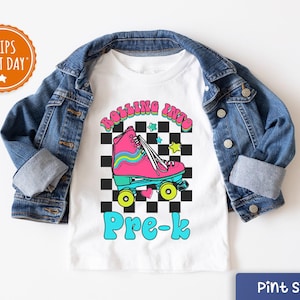 Rolling into Pre-K Shirt  - Retro Back To School Toddler Shirt - Cute First Day Of School Baseball Tee - Pre-K Gift