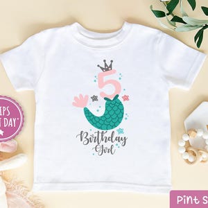 Fifth Birthday Girl Mermaid Shirt - Cute 5th Birthday Toddler Tee -  Five Birthday Girl Kids Shirt