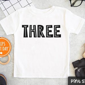 Third Birthday Boy shirt- 3rd Birthday shirt- Three Birthday Shirt- Modern Third Birthday Shirt