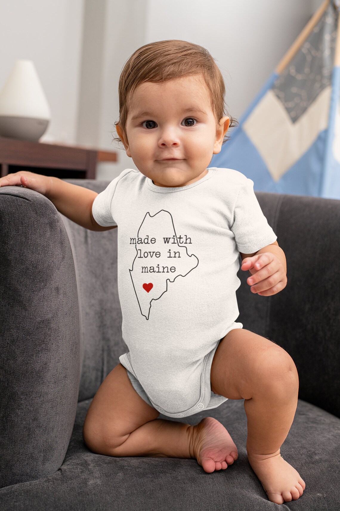 Made With Love in Maine Baby Onesie® Cute State Love Baby Etsy