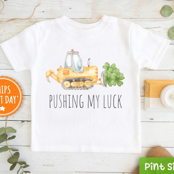 St. Patrick's Day Boys Shirt - Pushing My Luck Charm Baseball Tee - Cute Irish Boy Gift