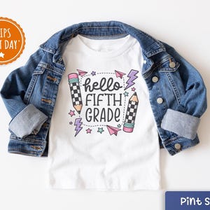 Hello Fifth Grade Kids Shirt Retro First Day Of School Tshirt Girls Fifth Grade Tee Back To School Toddler Shirt 5th Grade Baseball Tee