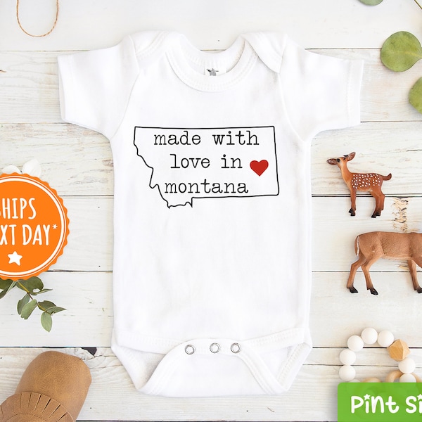 Made With Love In Montana Baby Onesie® - Cute State Love Baby Onesie®