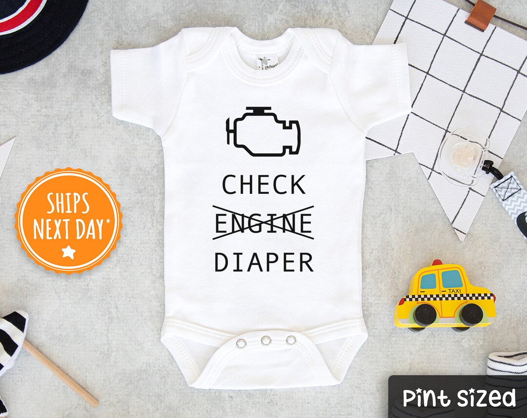 Check Engine Baby Onesie® Funny Poopy Diaper Baby Onesie® Cute Mechanic ...