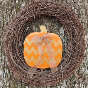 Rustic Wood Pumpkin - Wooden Halloween Pumpkin - Wood Pumpkin - Pumpkin Wreath - Pumpkin Wreath Pick - Farmhouse Pumpkin