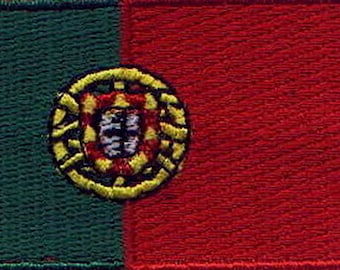 2 Pcs Portugal Flag Logo Leaf Embroidered Patches 3.25/"x3.75/" iron-on