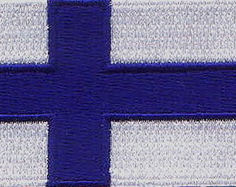FINLAND FINNISH FINN CROSS COUNTRY FLAG BADGE IRON SEW ON PATCH EUROPE