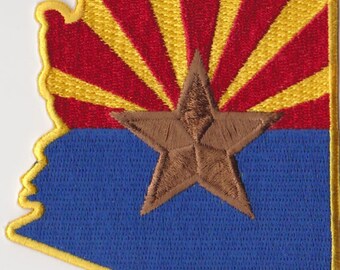 10 Pcs Arizona Flag in Map Embroidered Patches 3.5"x3.1" iron-on