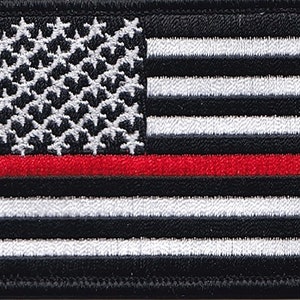 10 Pcs USA American Flag (B/W) Red Embroidered Patches 3&quot;x2&quot; iron-on