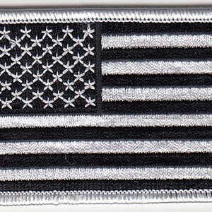 10 Pcs USA American Flag (B/W) Embroidered Patches 3&quot;x2&quot; iron-on
