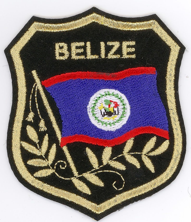 10 Pcs BELIZE Flag in shield Embroidered Patches 3.25x2.75 iron-on image 1