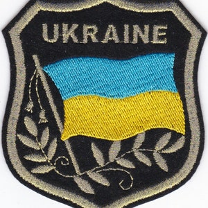 10 Pcs UKRAINE Flag in shield Embroidered Patches 3.25&quot;x2.75&quot; iron-on