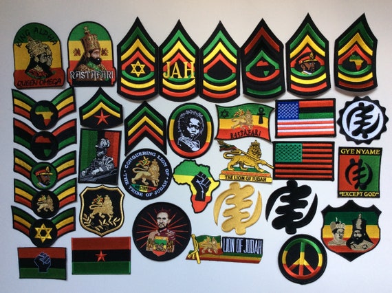 Embroidered Patches 3.5/"x2.25/" iron-on 3 Pcs Rasta Africa Fist RBG