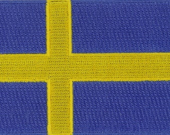 10 Pcs Sweden Flag Embroidered Patches 3"x2" iron-on