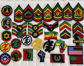 33 Pcs Rasta African Embroidered Patches iron-on
