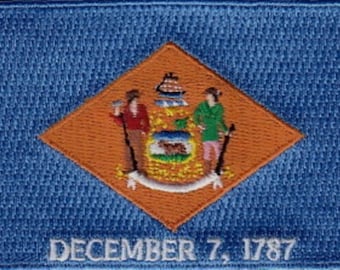 10 peças remendos bordados da bandeira do estado de Delaware EUA 3,5 "x 2,25" para passar a ferro
