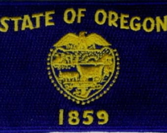 10 peças remendos bordados da bandeira do estado de Oregon EUA 3,5 "x 2,25" para passar a ferro