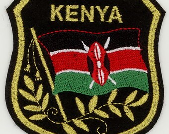 10 peças bandeira do Quênia em remendos bordados de escudo 3,25 "x 2,75" para passar a ferro