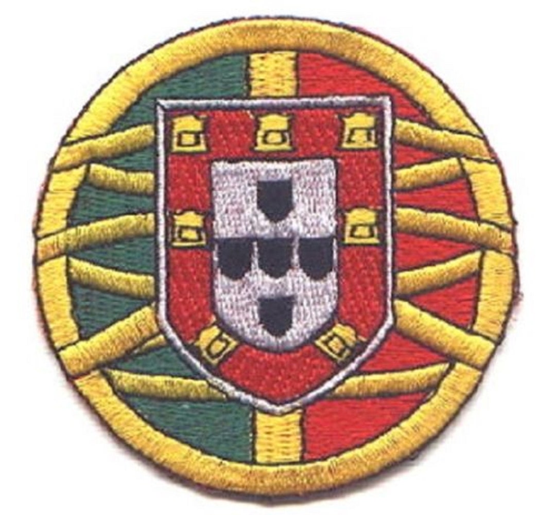 Graphic Dust Portugal Flag Iron On Patch - Embroidered Emblem For Jackets, Bags, Hats