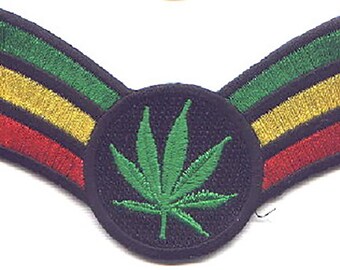 10 Pcs RASTA Leaf in (GYR) V Embroidered Patches 3.9"x2.5" iron-on