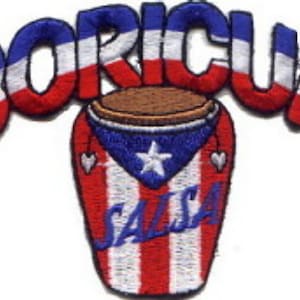 10 Pcs BORICUA / Drum (Arch) Embroidered Patches 4.5&quot;x2.5&quot; iron-on