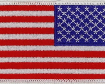 10 Pcs Reverse USA American Flag (W) Embroidered Patches 3"x2" iron-on