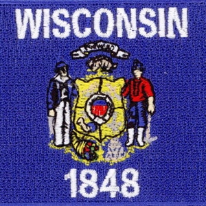 10 Pcs Wisconsin USA State Flag Embroidered Patches 3.5&quot;x2.25&quot; iron-on