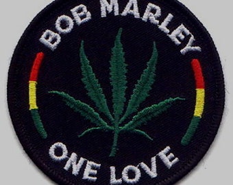 10 Pcs Leaf BOB ONE LOVE Embroidered Patches 3" Diameter iron-on