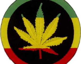 10 Pcs RASTA Leaf Embroidered Patches 3" Diameter iron-on