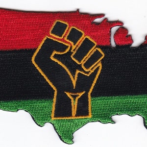 10 Pcs RASTA Fist in USA Map (RBG) Embroidered Patches 4.5&quot;x2.75&quot; iron-on