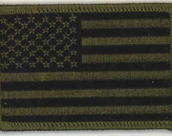 10 Pcs USA Army Flag (Black/Green) Embroidered Patches 3"x2"  iron-on