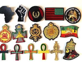16 Pcs Rasta Lion African Embroidered Patches iron-on