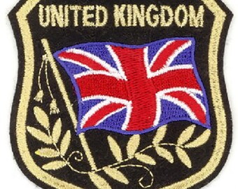 10 peças bandeira do reino unido em escudo remendos bordados 3,25 "x 2,75" para passar a ferro