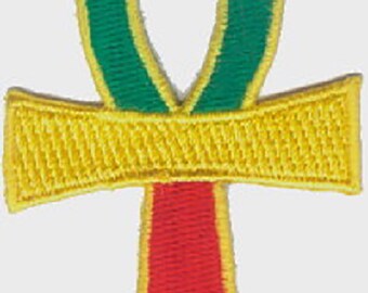 100 Pcs Ankh Rasta Reggae (D) Embroidered Patches 3" x 2" iron-on