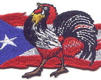 10 Pcs Rooster on Puerto Rico Flag Embroidered Patches 5"x3" iron-on