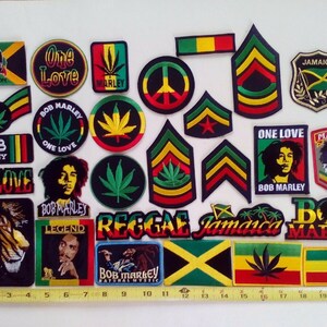 34 Pcs Rasta African Embroidered Patches iron-on and sew-on
