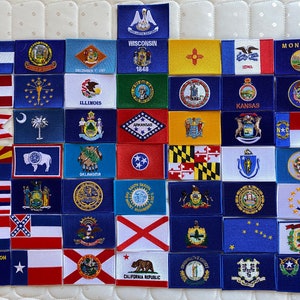 50 USA States Flags (Al, Ak, ------, Wy) Embroidered Patches 3&quot;x2&quot; iron-on
