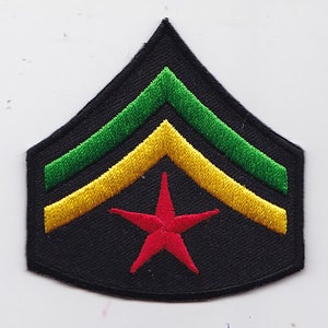 10 Pcs RASTA Army Star / (GY) Embroidered Patches 2.5&quot; x 2.5&quot; iron-on