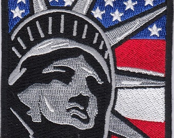 10 Pcs Statue of Liberty in USA Flag Embroidered Patches 3"x3" iron-on