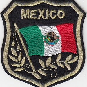 10 Pcs MEXICO Flag in shield Embroidered Patches 3.25&quot;x2.75&quot; iron-on