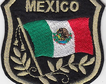 10 peças bandeira do México em patches bordados de escudo 3,25 "x 2,75" para passar a ferro