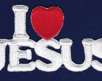 10 Pcs  I LOVE JESUS (W) Embroidered Patches 4.5x2" iron-on
