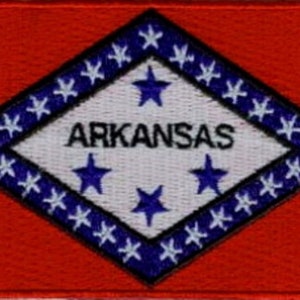10 Pcs Arkansas USA State Flag Embroidered Patches 3.5&quot;x2.25&quot; iron-on